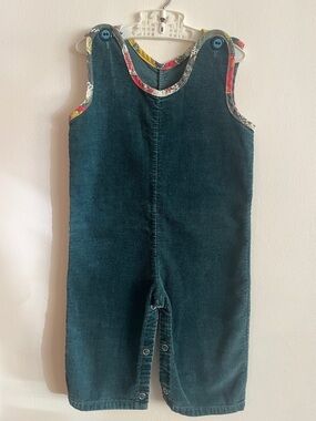 Vintage Toddler Deep Teal Corduroy Overalls with Button Straps